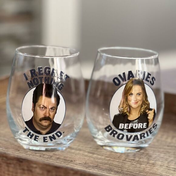 Parks and Recreation NBC Stemless Wine Glass Gift Set - Picture 1 of 8